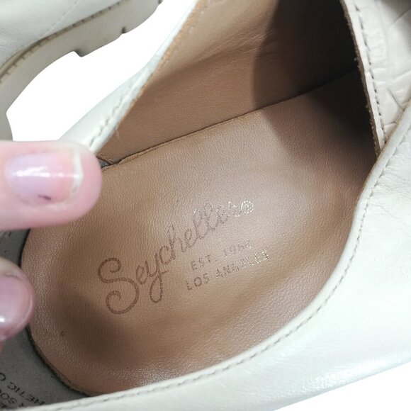 Seychelles Catch Me Monk Strap Loafers Size 10 Leather Ivory Platform Reptile - Picture 8 of 11